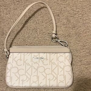 Calvin Klein Beige Monogram Wristlet